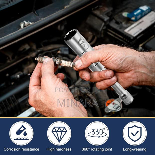 2 Pc, Magnetic Swivel Spark Plug Socket Set, 14mm 16mm, 3/8” Sockets - thumbnail 4