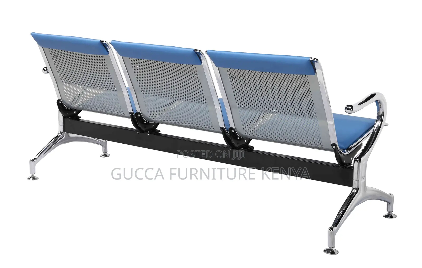 3-Link Blue Airport Lobby Reception Bench