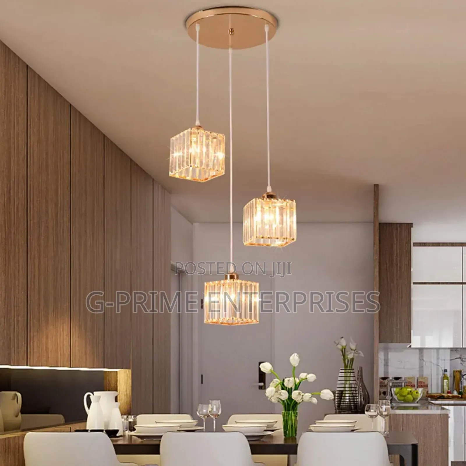 Modern Square Crystal Lampshade Pendant Light