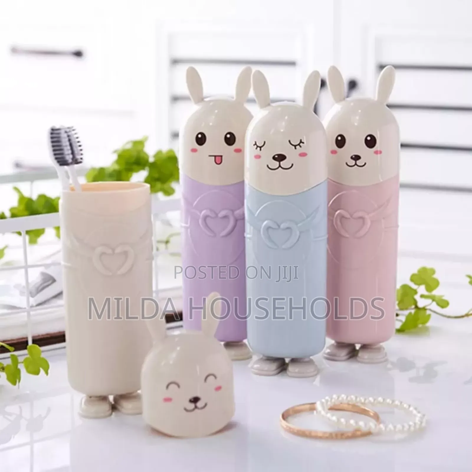 Cute Portable Rabbit Themed Kids Toothbrush Holders.