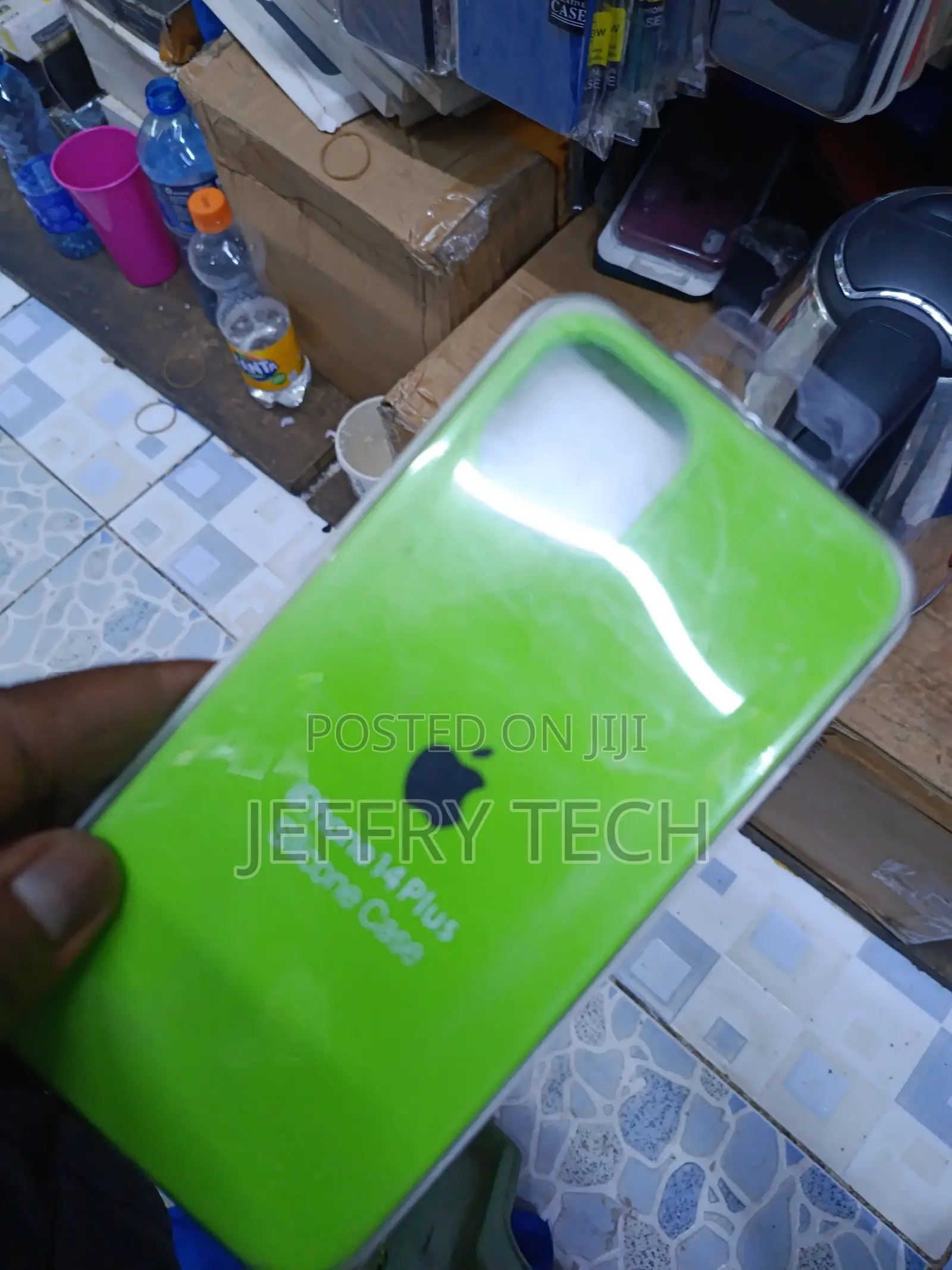 Felony iPhone 14+ Liquid Silicone Case With Cloth Lining -Neone Green