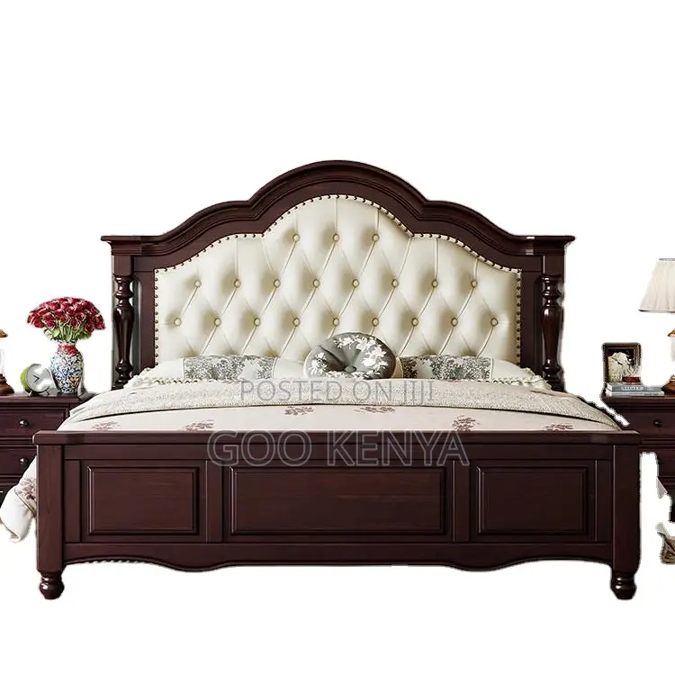 Home Bed; 1.8 Meter Solid Wood Double Bed Frame With Vintage Appeal