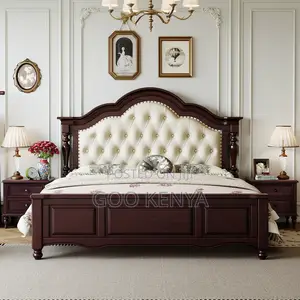Home Bed; 1.8 Meter Solid Wood Double Bed Frame With Vintage Appeal