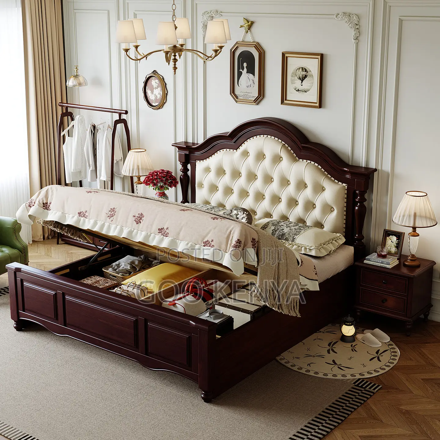 Home Bed; 1.8 Meter Solid Wood Double Bed Frame With Vintage Appeal