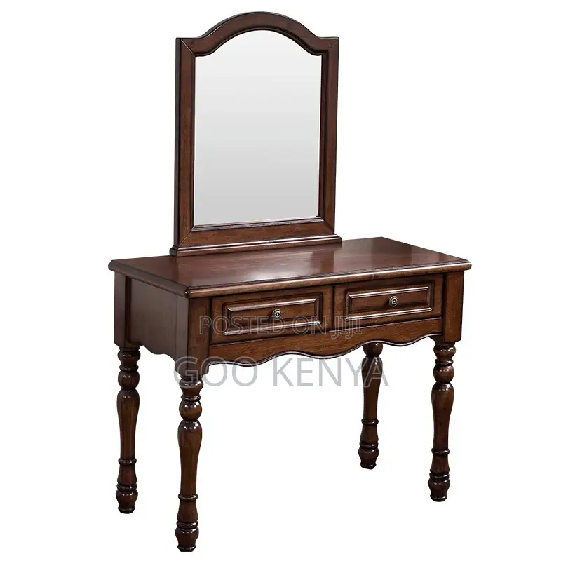 Vanity Set; Elegant Solid Wood Makeup Dressing Table With Mirror
