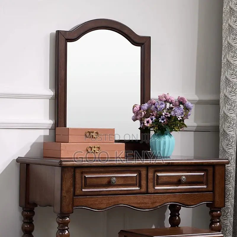 Vanity Set; Elegant Solid Wood Makeup Dressing Table With Mirror