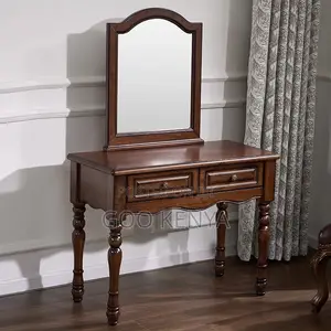 Vanity Set; Elegant Solid Wood Makeup Dressing Table With Mirror