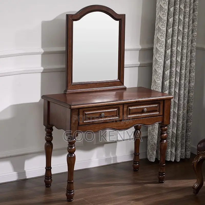 Vanity Set; Elegant Solid Wood Makeup Dressing Table With Mirror
