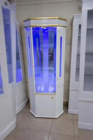 Led Glass Display Cabinet – White Gold Finish