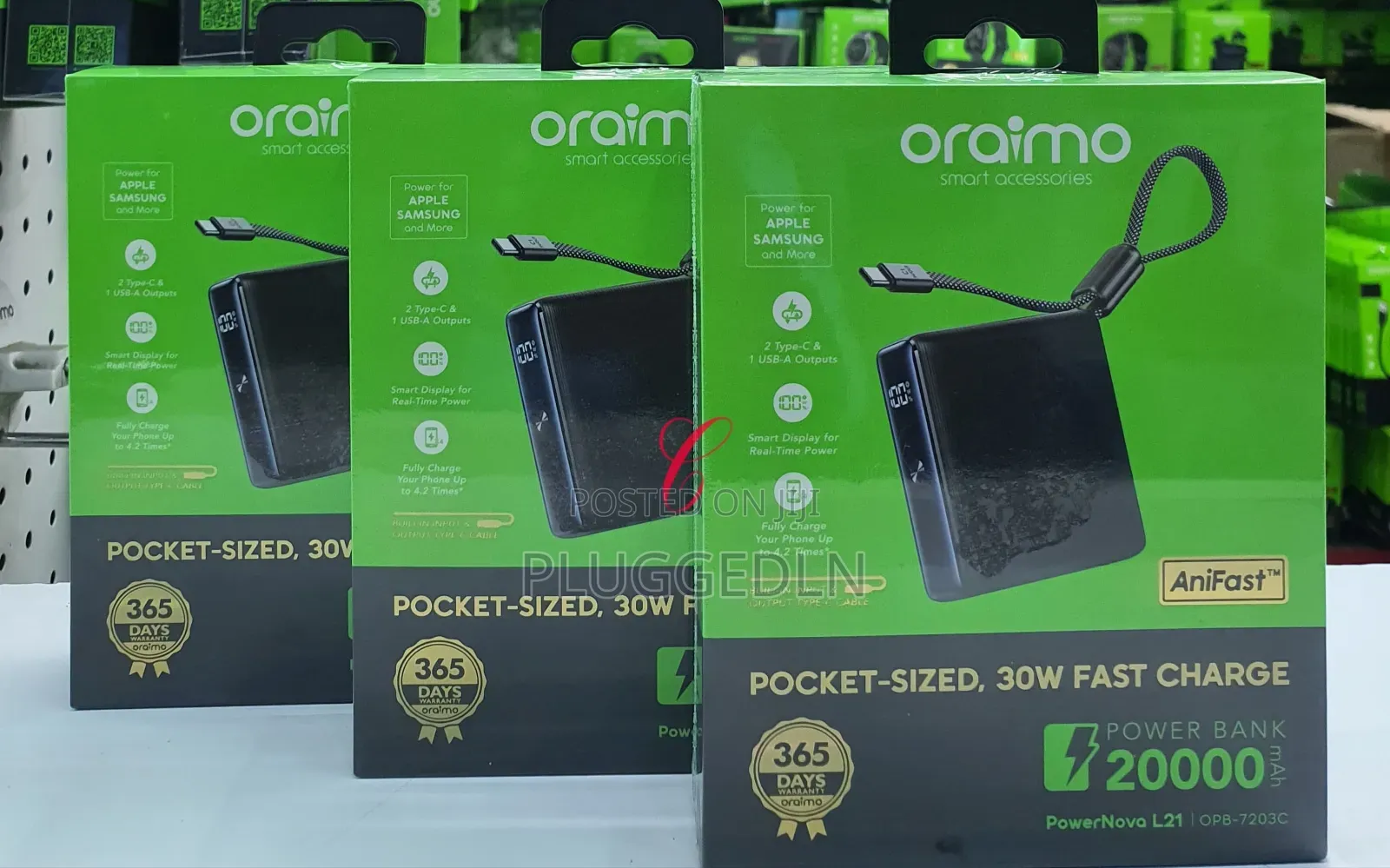 Oraimo Pocket Size 20000mah Fast Charge Power Bank.