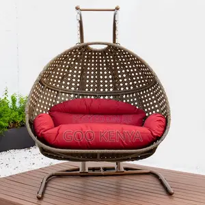Outdoor Chair; 2-Seater Modern Rope Rattan Hanging Chair for Patio