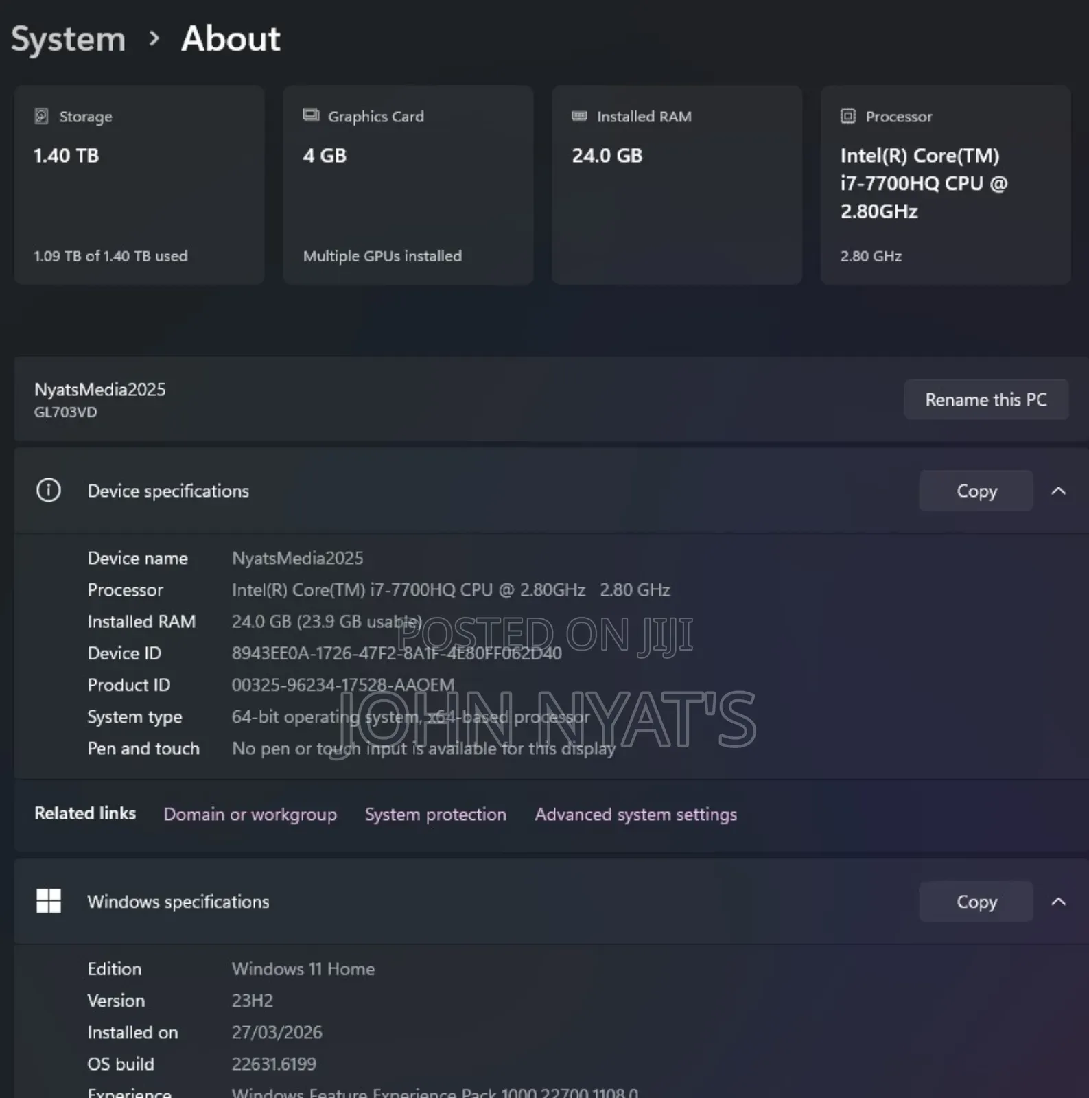 Laptop Asus ROG G703 24GB Intel Core i7 SSD 500GB