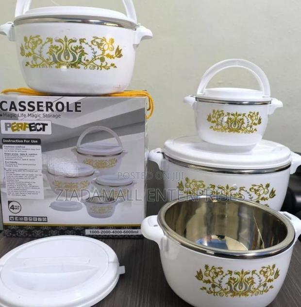 *Set of 4 White Casserole Hotpots Hotpots - main view