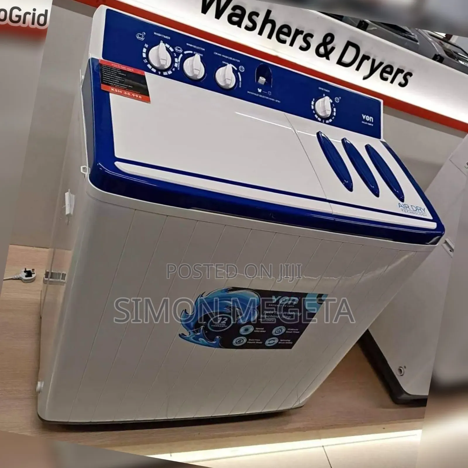 Restocked Von 10 KGS Twin Tub Washing Machine