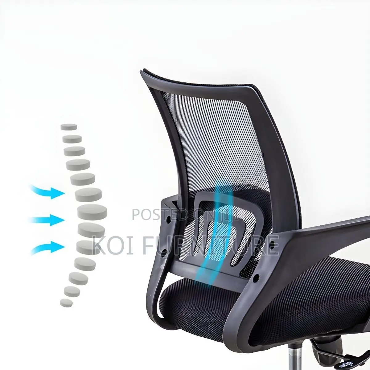 Office Chairs; Ergonomic Design Mesh Fabric Breathable Clerical Seat