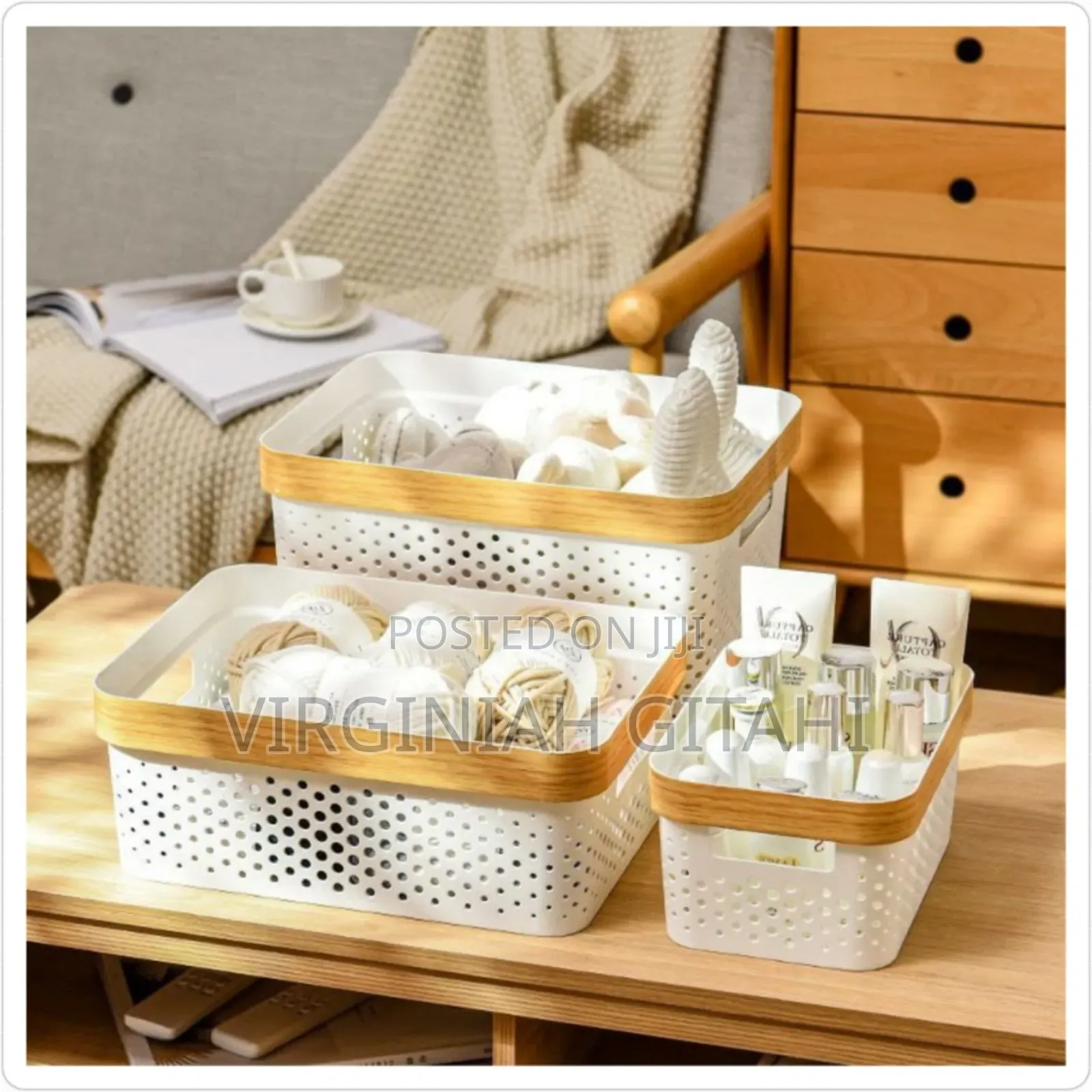 Nordic Multipurpose Storage Baskets With Goldish Lining