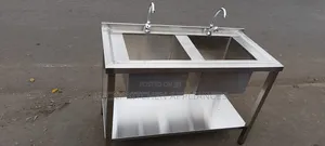 Station Stainless Two Bowl Washing Sink.