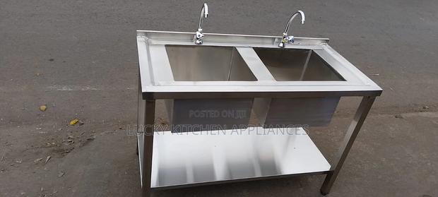 Station Stainless Two Bowl Washing Sink.