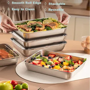 2 PCS Set Fresh Lock Airtight Food Storage Containers Stainless Steel