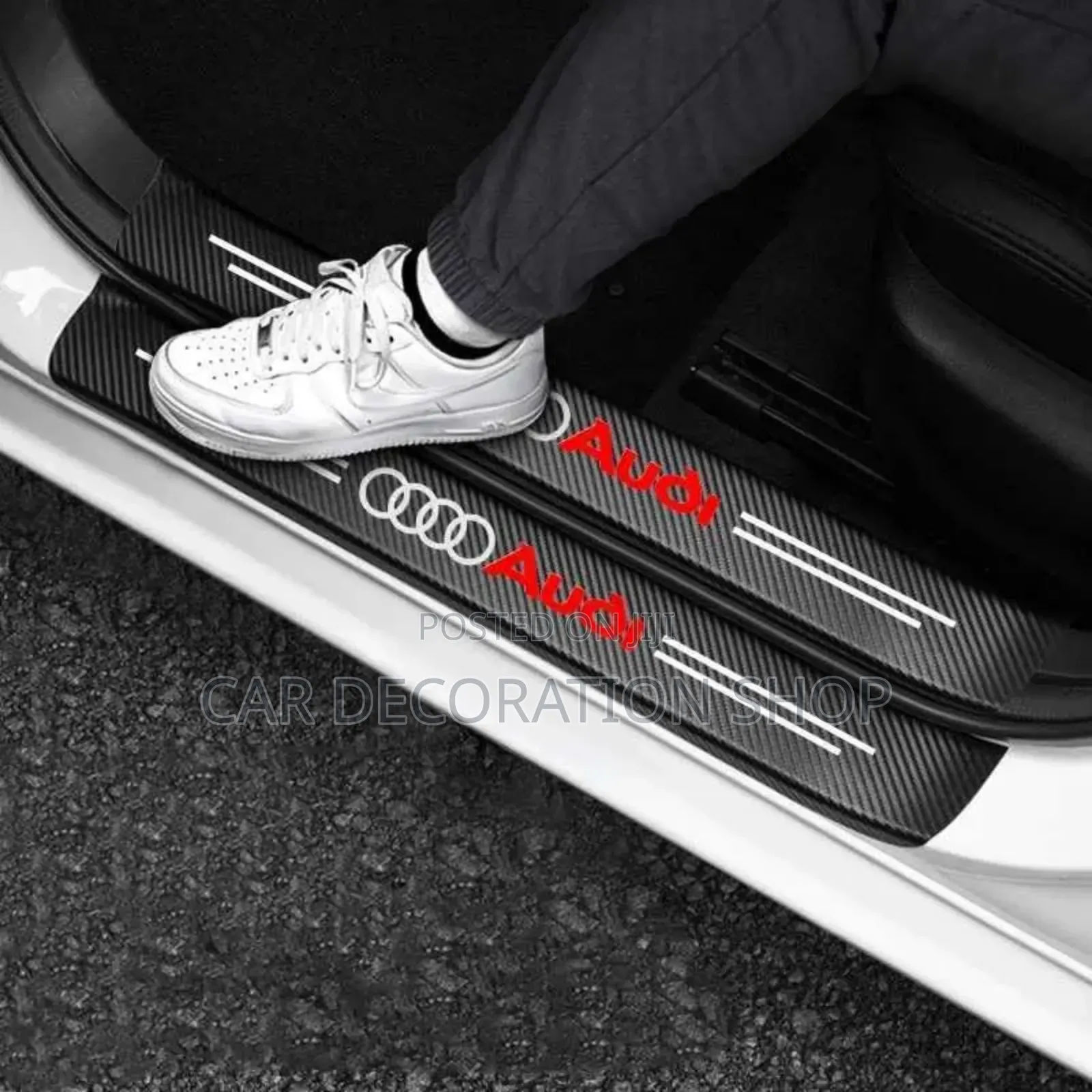 4pc Audi Door Plate Sill Scuff Cover Antiscratch Sticker Carbon Fiber