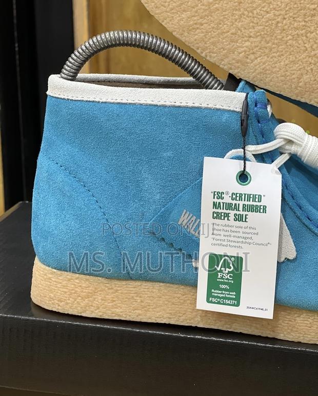 High Cut Clarks Wallabee Boots in a Blue Suede Colorway, - thumbnail 2