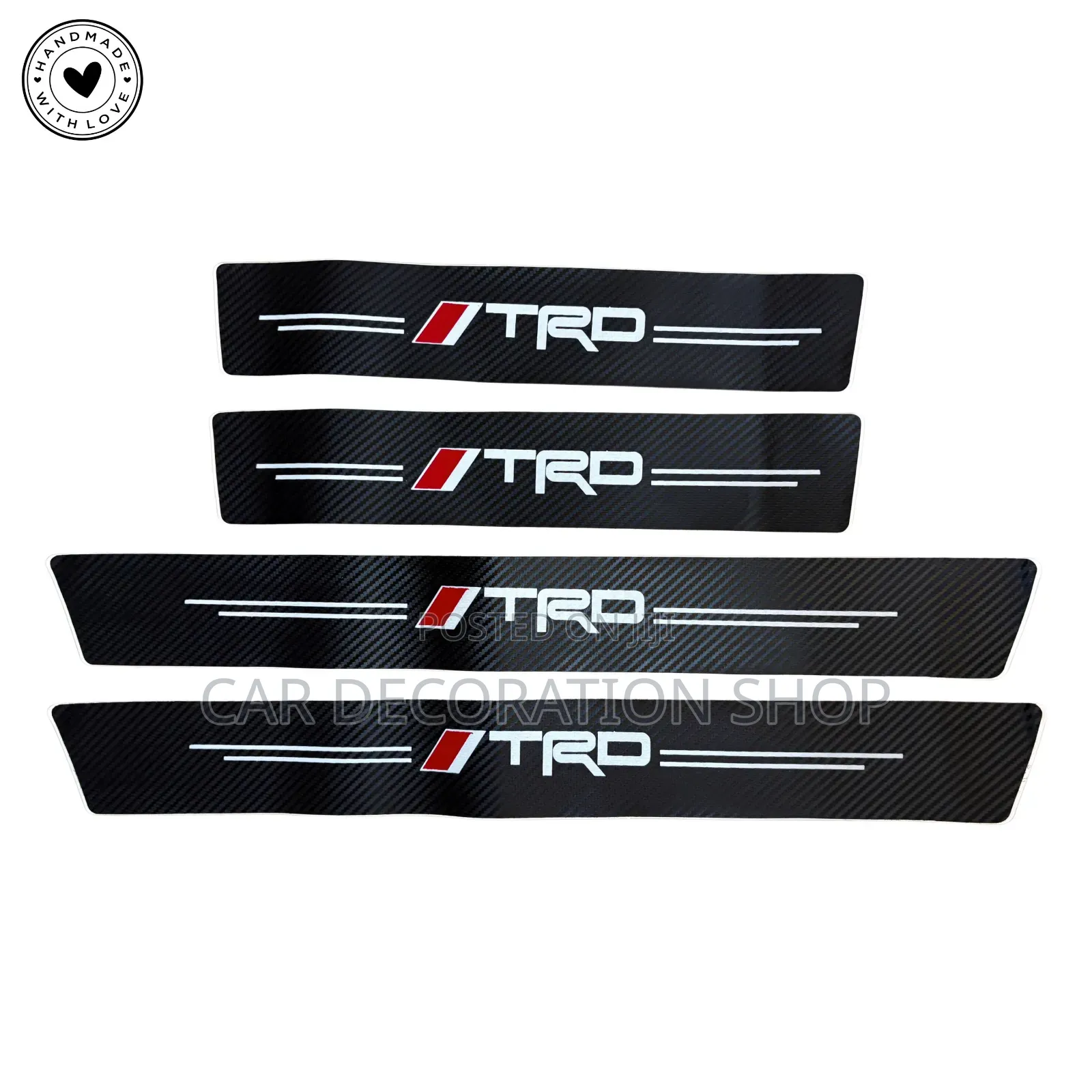 4pcs TRD Carbon Fiber Front /Rear Door Sill Antiscratch Sticker