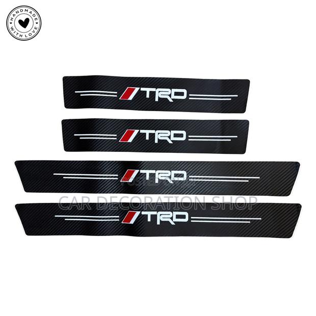 4pcs TRD Carbon Fiber Front /Rear Door Sill Antiscratch Sticker