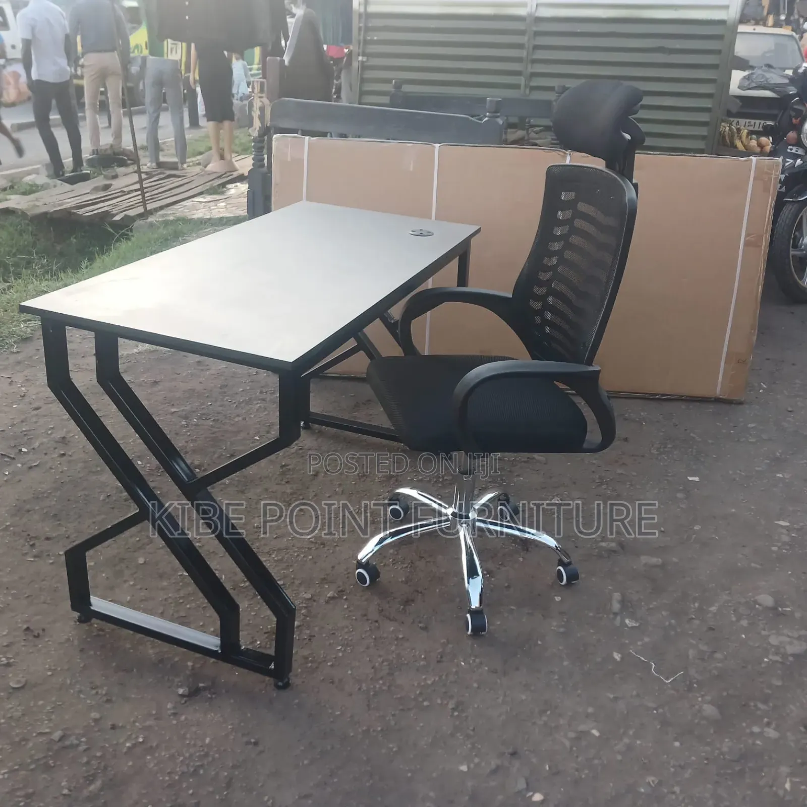 Black Chair and Metallic Study Table Available