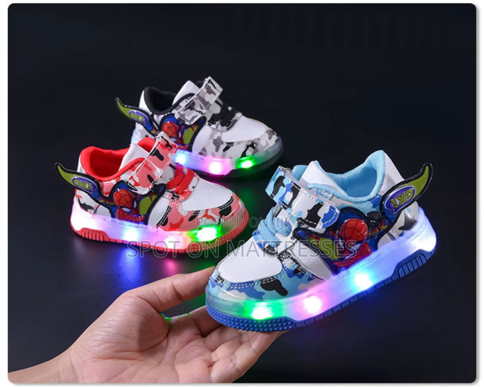 Kids' Spiderman Led Shoes. Sizes 21-30. Delivery Services Available.