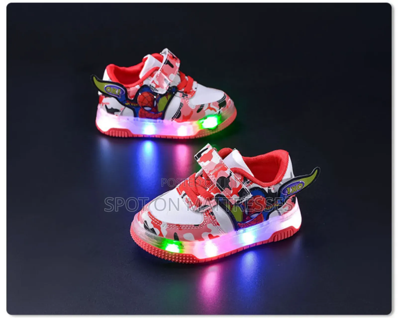 Kids' Spiderman Led Shoes. Sizes 21-30. Delivery Services Available.