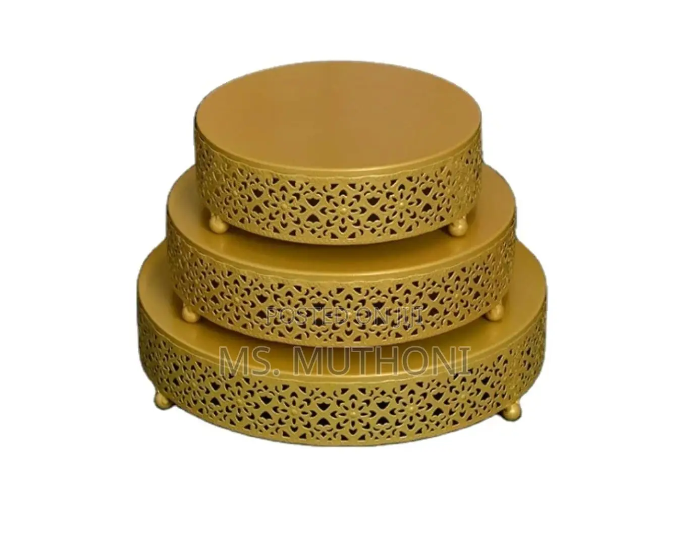 3pcs Gold Cake Stands (Sizes: 25/30/35/Cm)