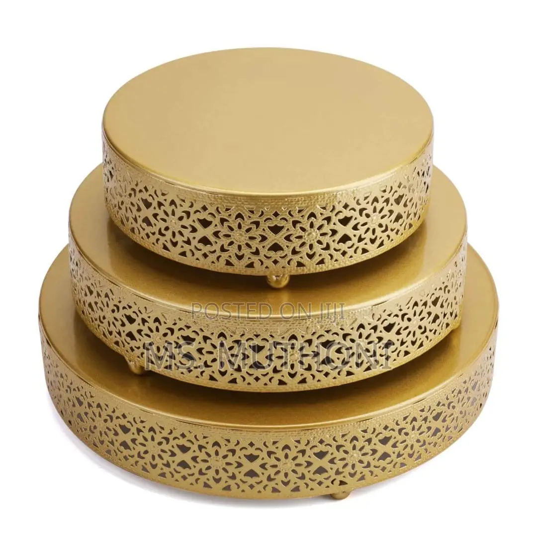 3pcs Gold Cake Stands (Sizes: 25/30/35/Cm)