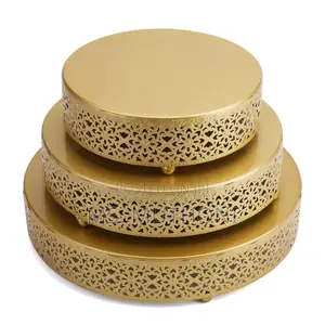 3pcs Gold Cake Stands (Sizes: 25/30/35/Cm)