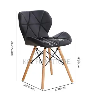 Dining Chairs; Leather Padded Eames Dining Chairs With Wooden Legs