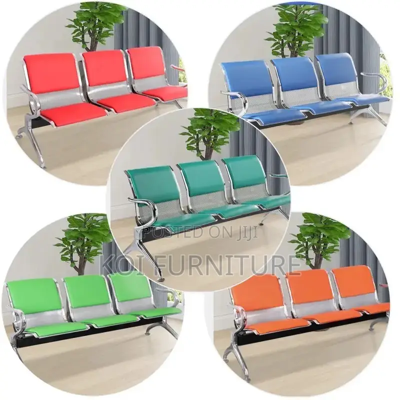 Office Benches; Three Seaters Semi Padded Office Waiting Area Bench