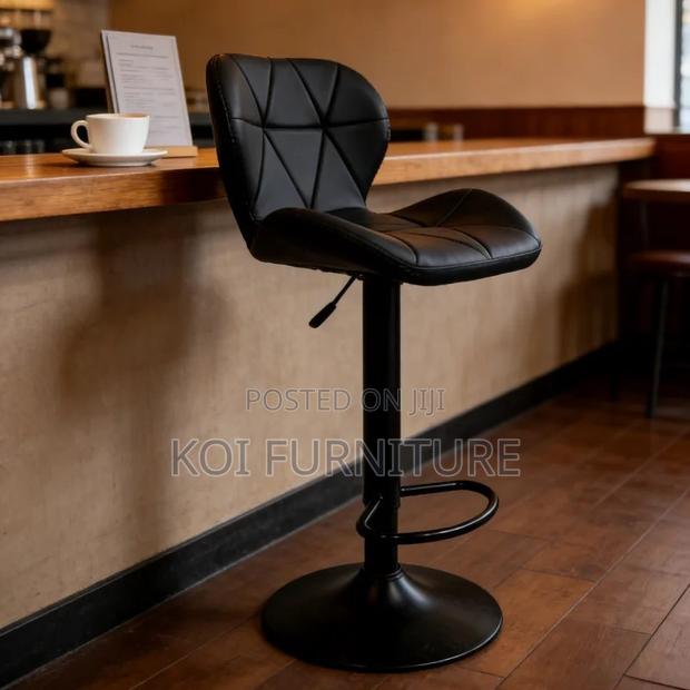 Barstools; Leather Height Adjustable Home Barstools - thumbnail 3