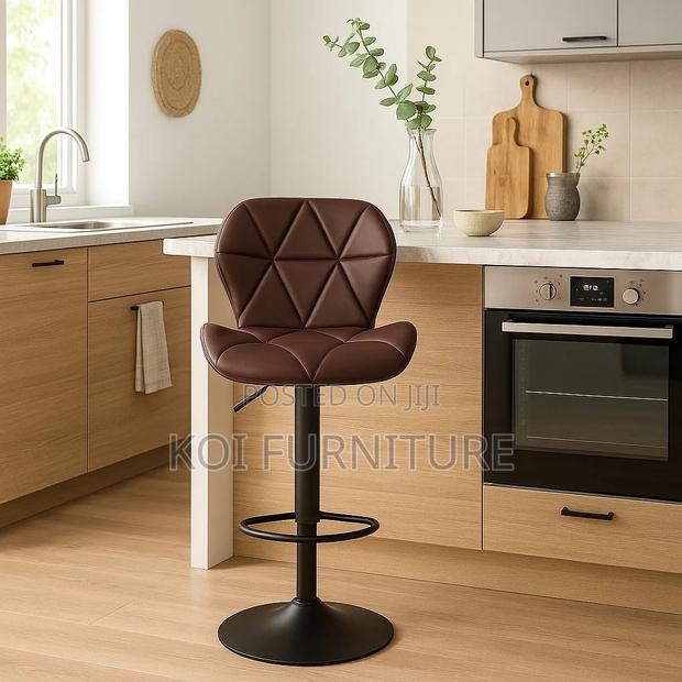 Barstools; Leather Height Adjustable Home Barstools - thumbnail 6