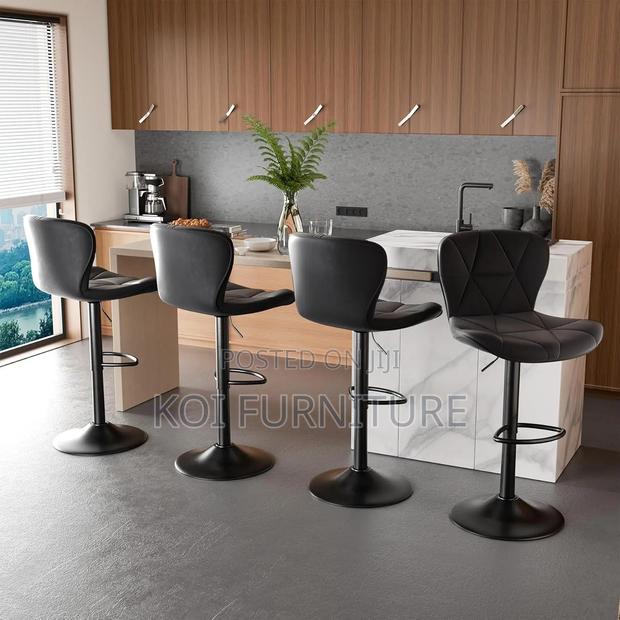 Barstools; Leather Height Adjustable Home Barstools - thumbnail 8