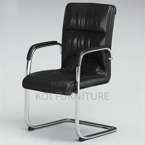 Office Chair; Leather Padded Executive Sled Base Boadbroom Chairs