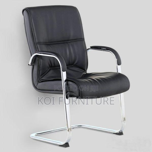 Office Chair; Leather Padded Executive Sled Base Boadbroom Chairs - thumbnail 3