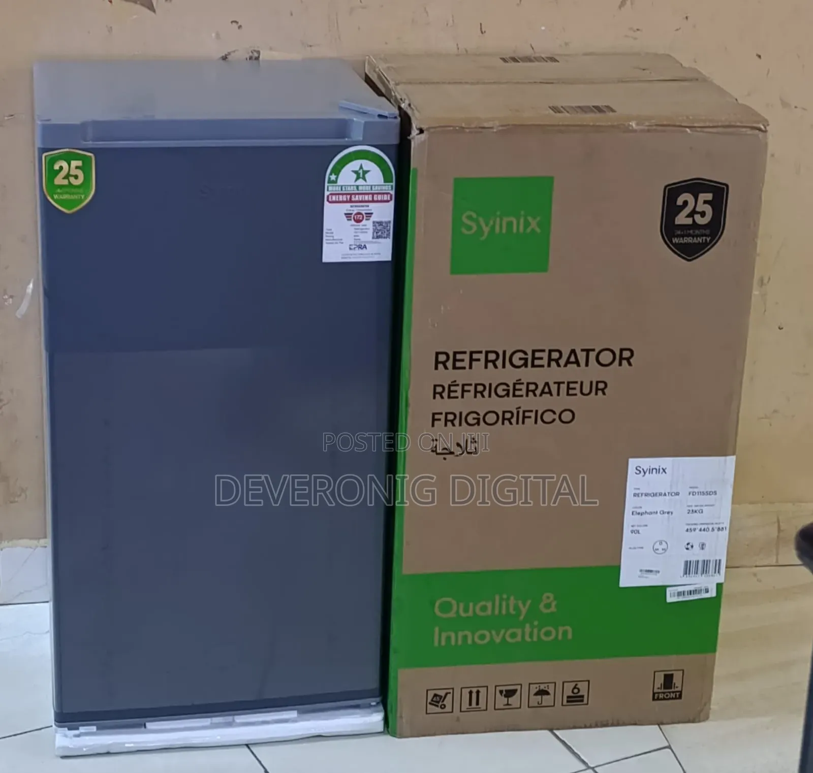 90 Litres Syinix Fridge 
Single Door