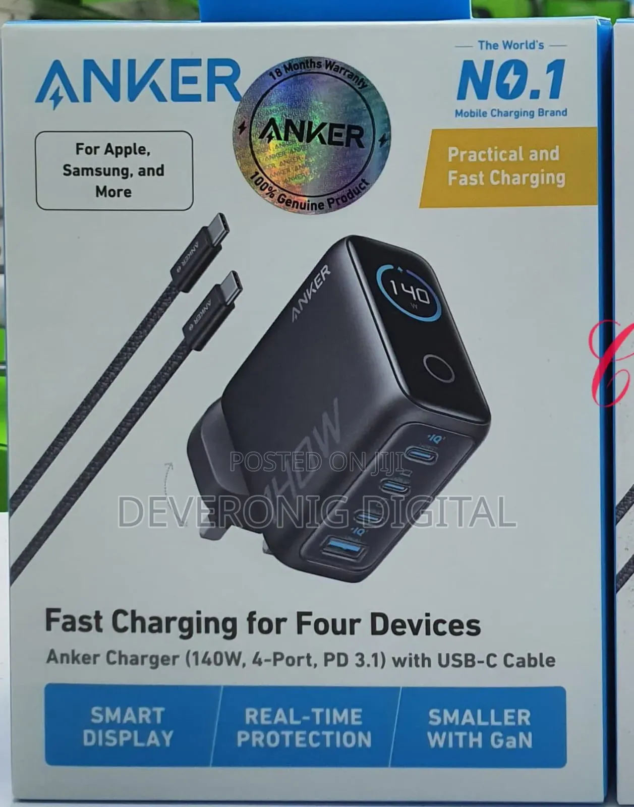 Anker B2697kz1140w 4port Pd 3.1charger With Usb-C Cable