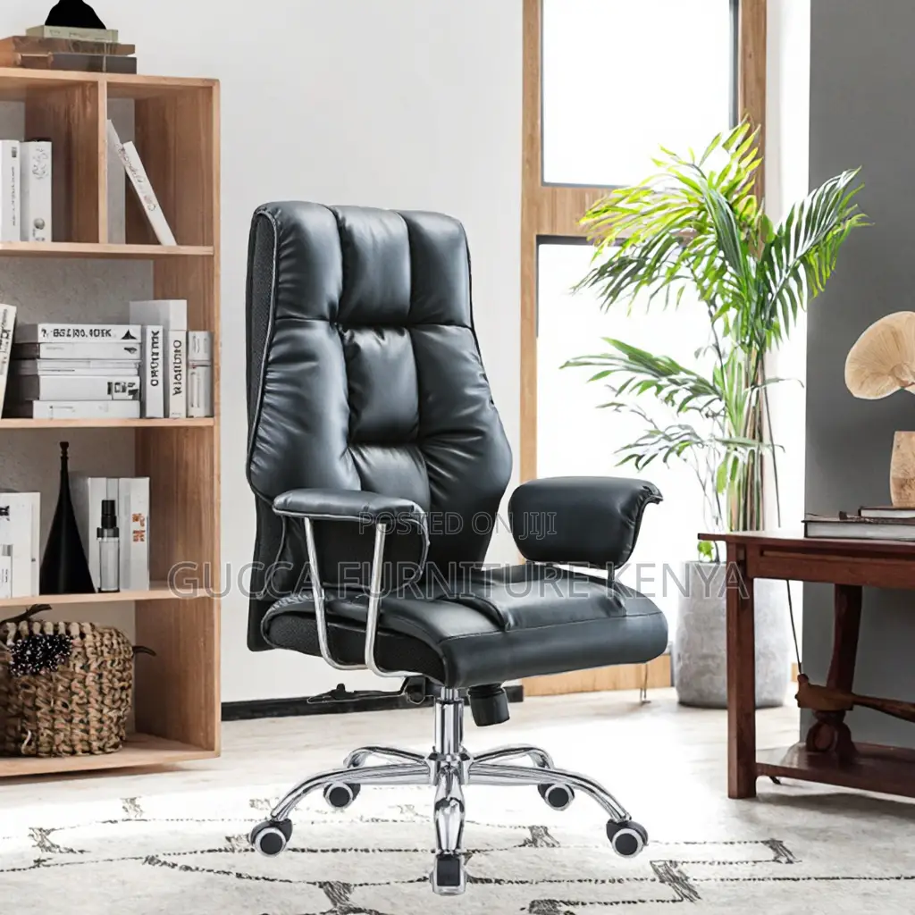 Leather Upholstered Reclining Executive Desk Seat