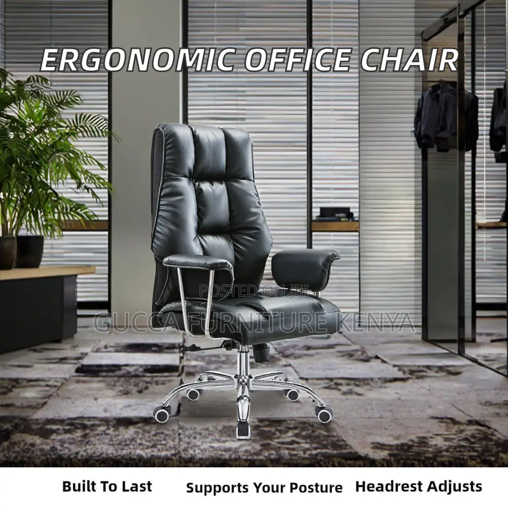 Leather Upholstered Reclining Executive Desk Seat