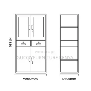 2-Door Half Glass Gym Storage Cabinet