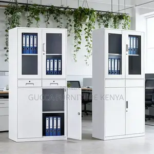 2-Door Half Glass Gym Storage Cabinet