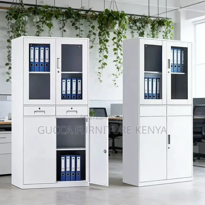 2-Door Half Glass Gym Storage Cabinet
