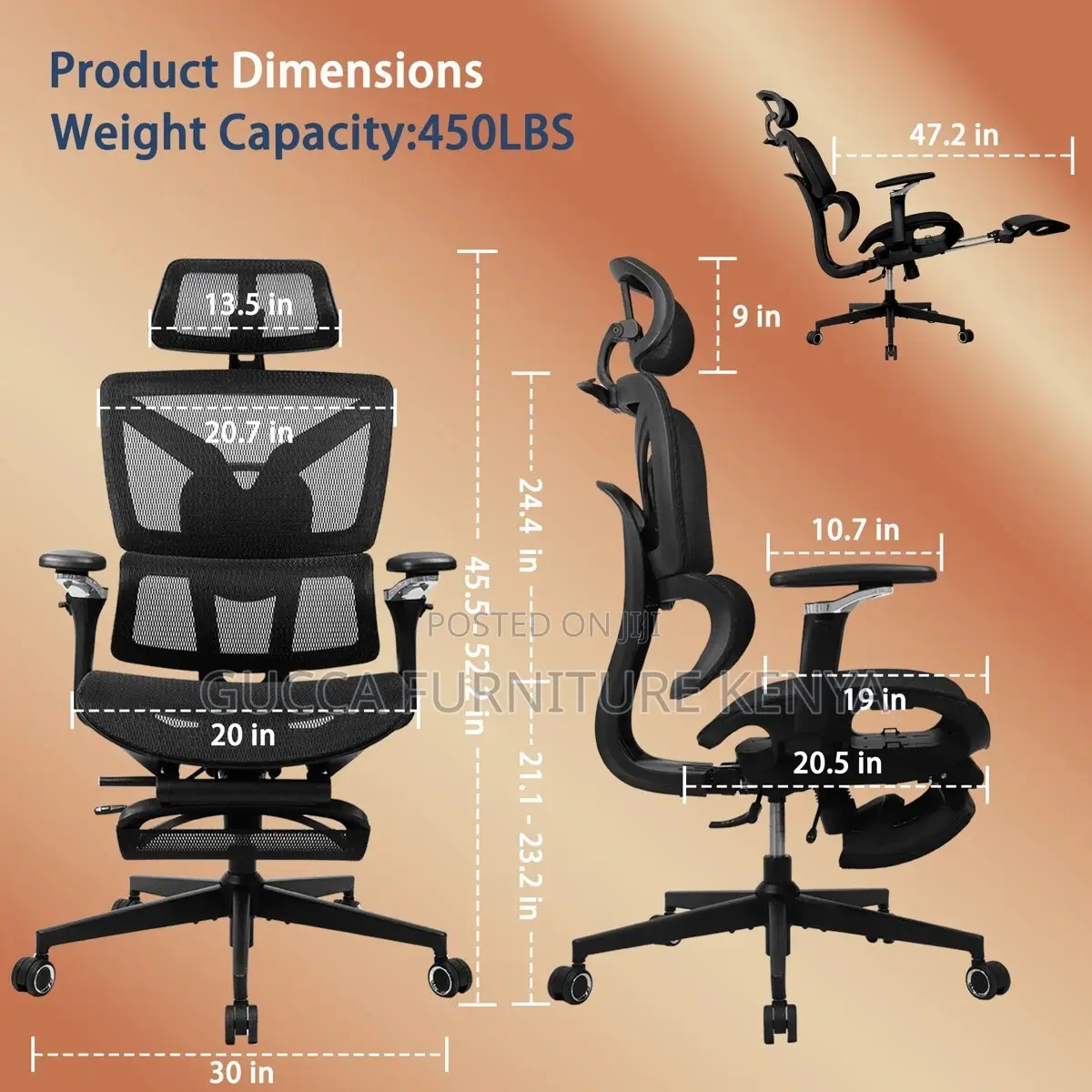 Office Full Mesh Reclining Orthopedic Ergonomic Chair
