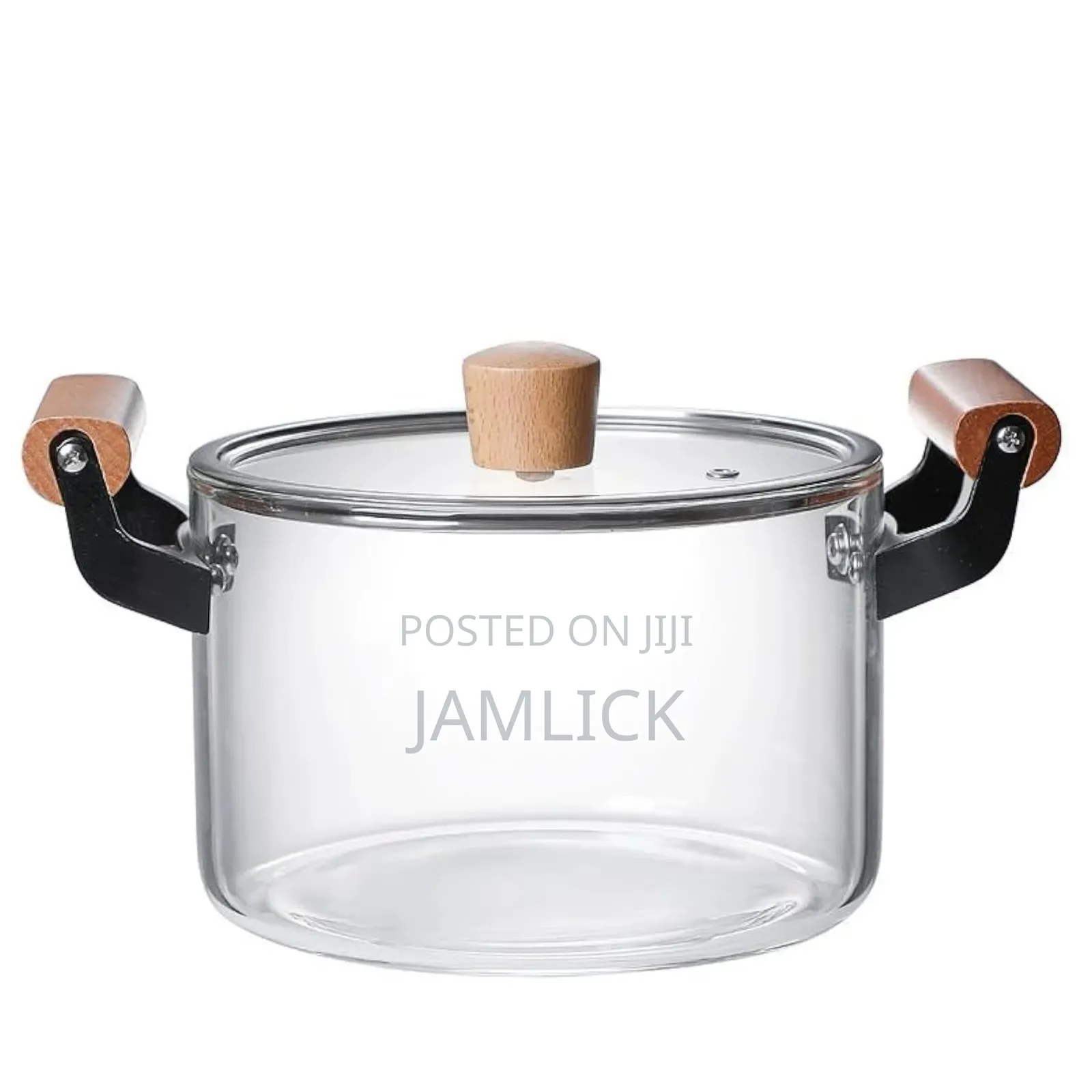 2 Wooden Handle High Boron Heavy Borosilicate Glass Cookware - Pm