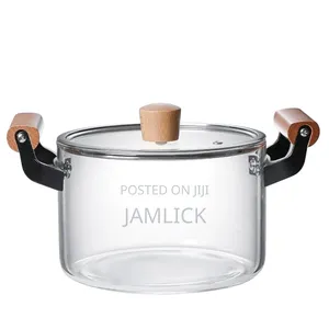 2 Wooden Handle High Boron Heavy Borosilicate Glass Cookware - Pm